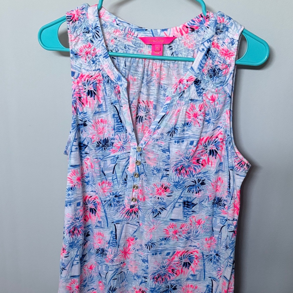 Lilly Pulitzer Floral Tank Top - Blue and Pink